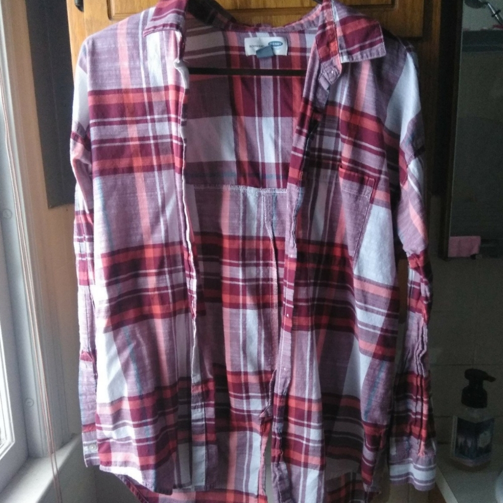 Red + white boyfriend flannel